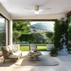 Imagen 4 Ventilador de techo WiFi con protección IP44 para exterior. Motor DC de 40 W, 52 pulgadas, luz LED integrada y sistema de inversión de giro verano-invierno.
