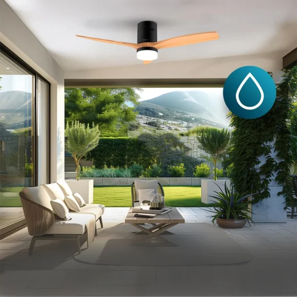 Imagen 7 Ventilador de techo con WiFi, luz LED y protección IP44. Motor DC de 40 W, 52 pulgadas, 3 aspas y función verano/invierno. Control remoto y app móvil.
