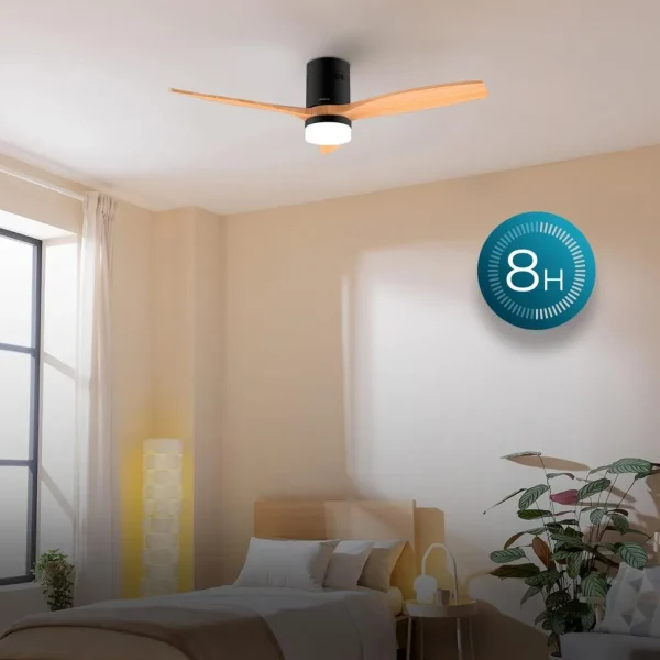 Imagen 8 Ventilador de techo con WiFi, luz LED y protección IP44. Motor DC de 40 W, 52 pulgadas, 3 aspas y función verano/invierno. Control remoto y app móvil.