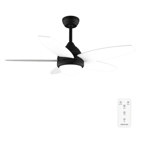 Ventilador de techo Cecotec EnergySilence Aero 4200 Black&WhiteWood con luz LED y aspas reversibles