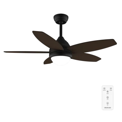 Ventilador de techo Cecotec EnergySilence Aero 4200 White&DarkWood vista frontal aspas blancas