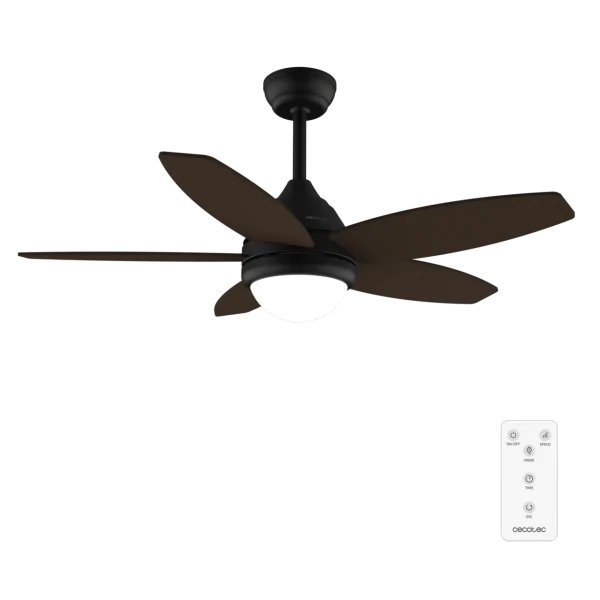 Ventilador de techo Cecotec EnergySilence Aero 4200 White&DarkWood vista frontal aspas blancas