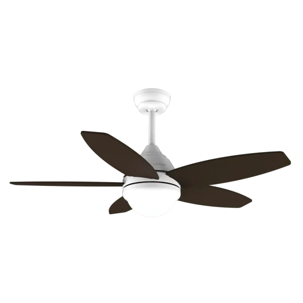 Imagen 2 Ventilador de techo de 42” con motor de 53 W, luz LED 15 W y diseño White&DarkWood. Incluye mando a distancia, temporizador y función verano/invierno.