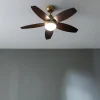 Imagen 3 Ventilador de techo de 42” con luz LED de 15W y acabado GoldDarkWood. Motor de 53W, 3 tonalidades de luz, mando a distancia y temporizador programable.
