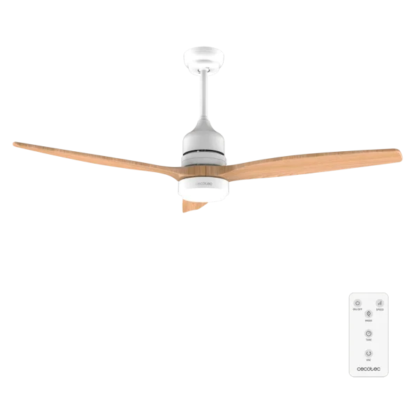 Ventilador de techo EnergySilence Aero 5275 WhiteWood con aspas efecto madera y luz LED