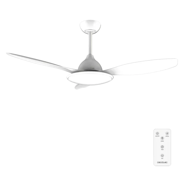 Ventilador de techo EnergySilence 4800 Light White con luz LED encendida y mando a distancia