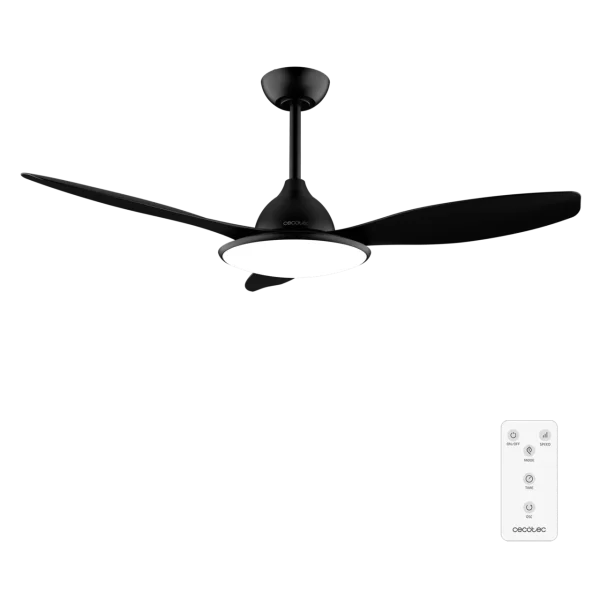 Ventilador de techo Cecotec EnergySilence 4800 Light Black con luz LED encendida y aspas negras