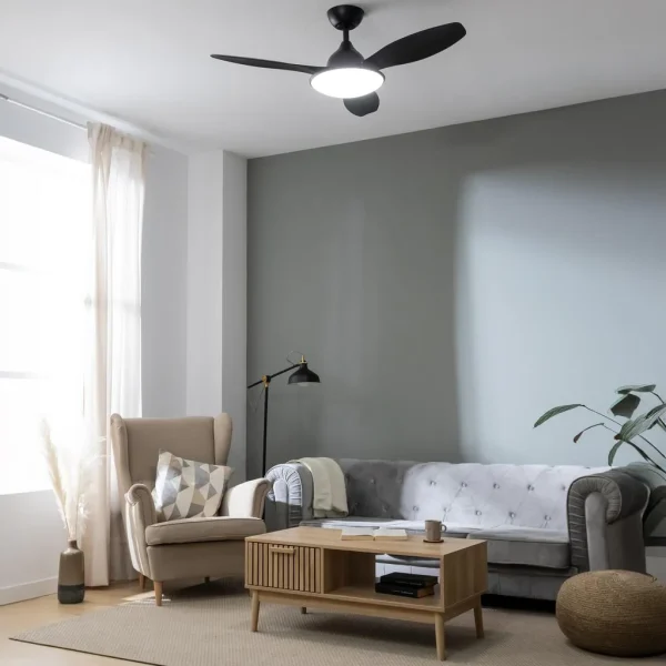 Imagen 4 Ventilador de techo con motor DC de 35 W y luz LED. Silencioso, 48 pulgadas, 6 velocidades, mando a distancia y función verano/invierno para climatización.