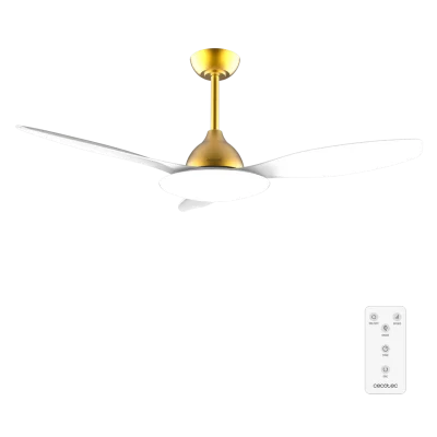 Ventilador de techo EnergySilence 4800 Light GoldWhite vista frontal con luz encendida