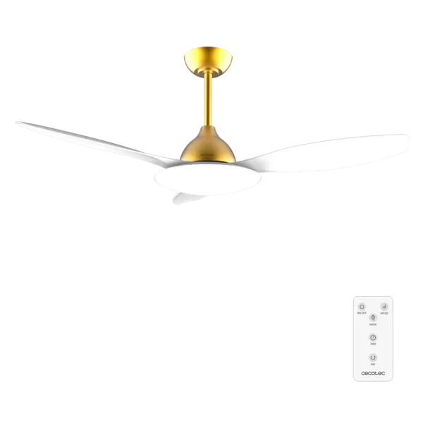 Ventilador de techo EnergySilence 4800 Light GoldWhite vista frontal con luz encendida