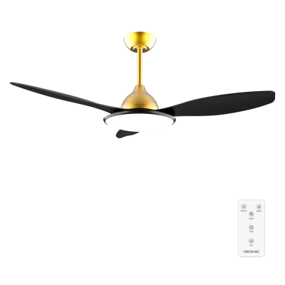 Ventilador de techo EnergySilence 4800 Light GoldBlack con luz LED y aspas negras