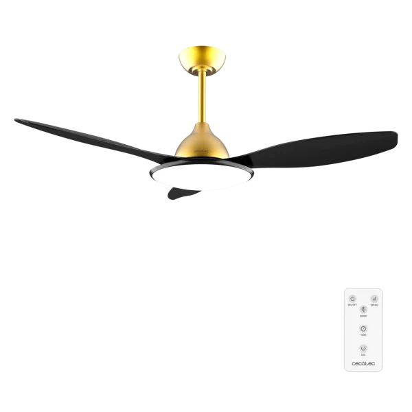 Ventilador de techo EnergySilence 4800 Light GoldBlack con luz LED y aspas negras