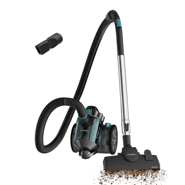 Aspirador de trineo con bolsa Conga Rockstar Cyclonic X-treme de Cecotec en color negro y azul con accesorios de limpieza