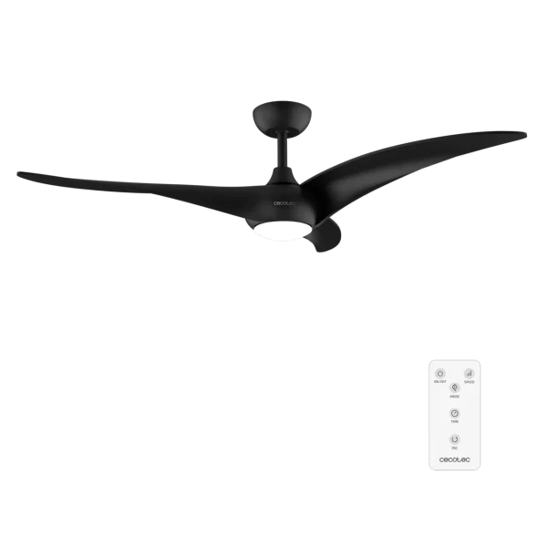 Ventilador de techo negro EnergySilence Aero 5295 Black con motor DC y luz LED encendida