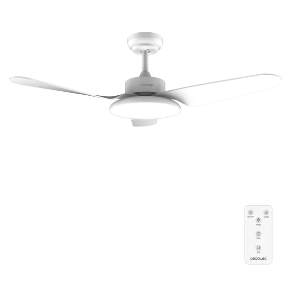 Ventilador de techo blanco EnergySilence Aero 5200 Light White con luz LED encendida y aspas blancas