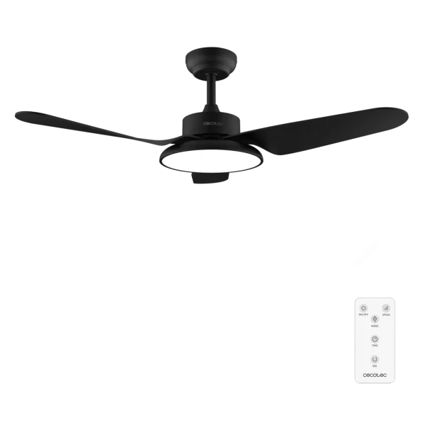 Ventilador de techo EnergySilence Aero 5200 Light Black con luz LED y motor DC vista frontal