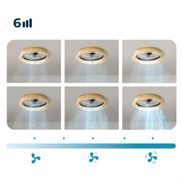 Imagen 8 Ventilador de techo compacto con luz LED de 45 W y motor DC de 15 W. Diseño natural, 5 aspas, control remoto, temporizador y sistema de inversión de giro.