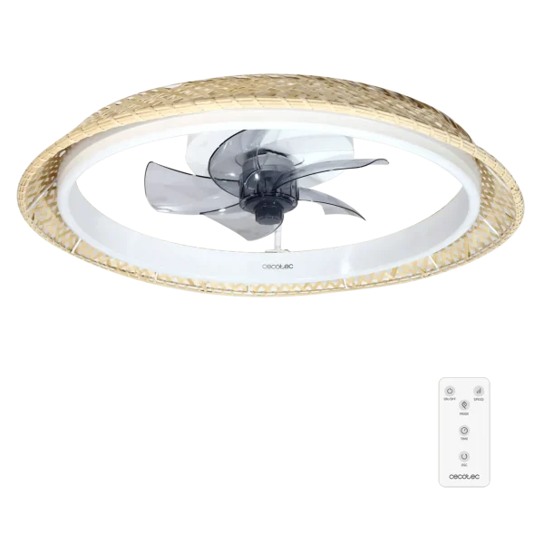 Ventilador de techo EnergySilence LampAero 620 Natural Design con aspas acabado madera y luz LED