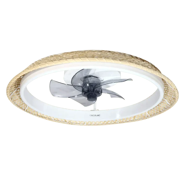 Imagen 2 Ventilador de techo con motor DC silencioso, luz LED 45W y mando a distancia. Diseño natural, 5 aspas y sistema de inversión de giro para verano e invierno.