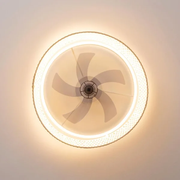 Imagen 5 Ventilador de techo con motor DC silencioso, luz LED 45W y mando a distancia. Diseño natural, 5 aspas y sistema de inversión de giro para verano e invierno.