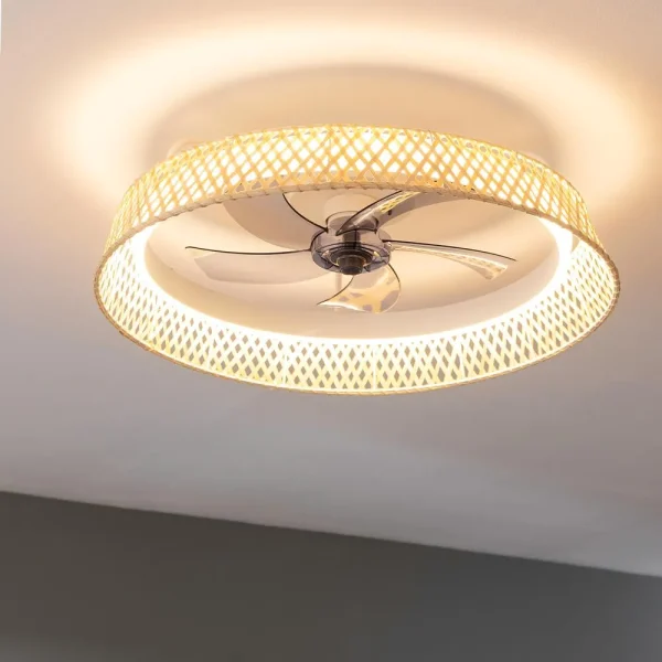 Imagen 6 Ventilador de techo con motor DC silencioso, luz LED 45W y mando a distancia. Diseño natural, 5 aspas y sistema de inversión de giro para verano e invierno.