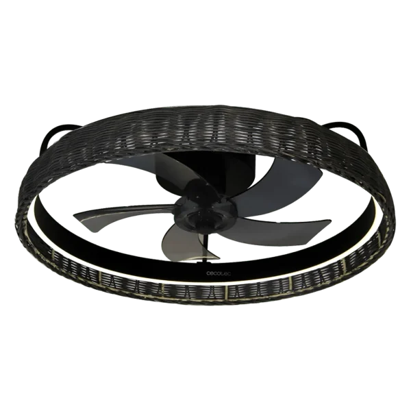 Imagen 2 Ventilador de techo EnergySilence LampAero 600 Black Design con luz LED 45W. Motor DC de 15W, 5 aspas, mando a distancia y función verano/invierno.