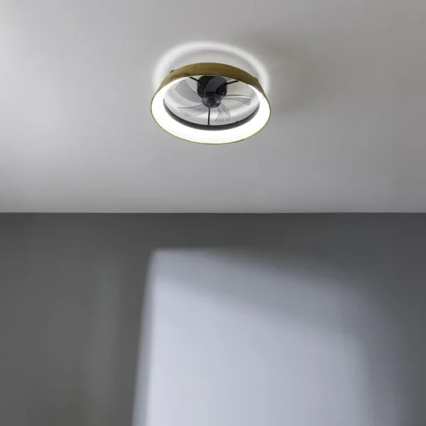 Imagen 3 Ventilador de techo con luz LED de 45 W y motor DC silencioso. Diseño verde de 45 cm, mando a distancia, 3 tonos de luz y función verano/invierno.