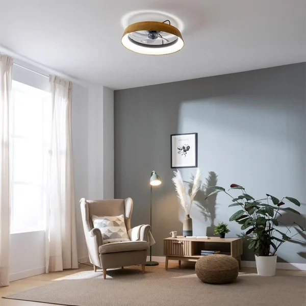 Imagen 4 Ventilador de techo con luz LED de 45 W y motor DC silencioso. Diseño verde de 45 cm, mando a distancia, 3 tonos de luz y función verano/invierno.