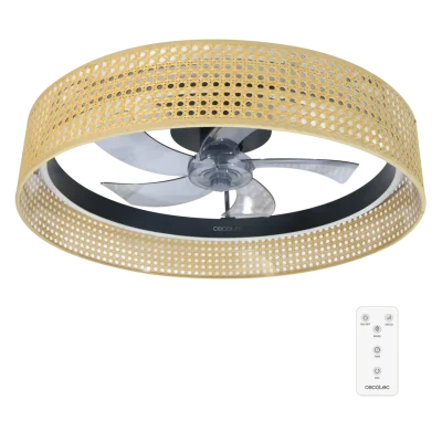 Ventilador de techo EnergySilence LampAero 600 Beige Design con luz LED y aspas ocultas vista frontal