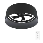 Ventilador de techo EnergySilence LampAero 650 Black Design con luz LED encendida y aspas ocultas vista frontal