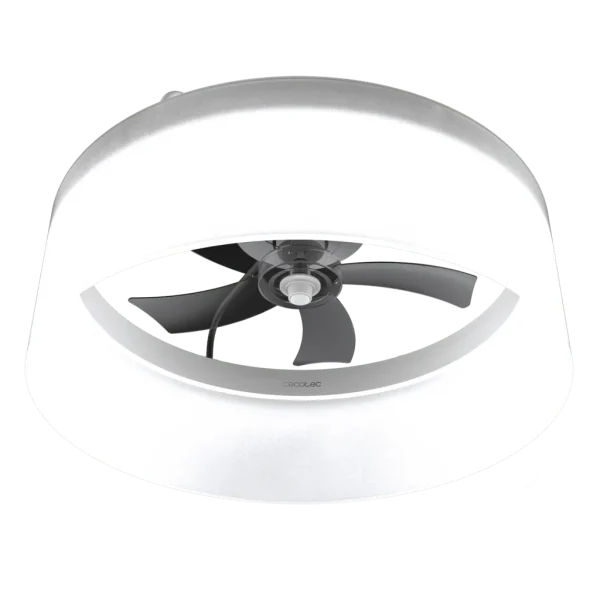 Imagen 2 Ventilador de techo con luz LED de 45W y motor DC silencioso de 15W. Diseño compacto de 17 pulgadas con 5 aspas, mando a distancia y función verano-invierno.