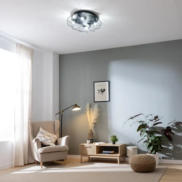 Imagen 4 Ventilador de techo con luz EnergySilence LampAero 600 Iron Design. Motor DC 20 W, 5 aspas, mando a distancia, función verano/invierno y 3 tonos de luz LED.