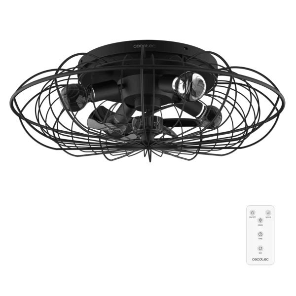 Ventilador de techo Cecotec EnergySilence LampAero 650 Iron Design vista frontal con luz