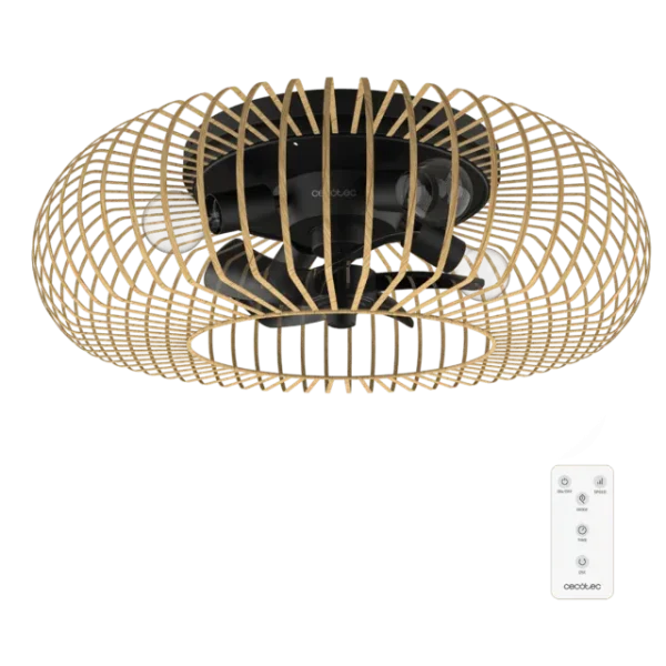 Ventilador de techo EnergySilence LampAero 600 Natural WhiteWood con luz LED y motor DC vista frontal