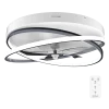 Ventilador de techo EnergySilence LampAero 600 FlowLight con luz LED encendida y aspas desplegadas