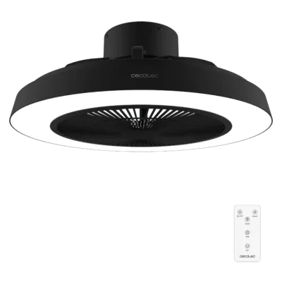 Ventilador de techo EnergySilence LampAero 600 InsideBlack con luz LED y aspas ocultas vista frontal