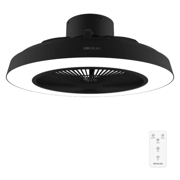 Ventilador de techo EnergySilence LampAero 600 InsideBlack con luz LED y aspas ocultas vista frontal