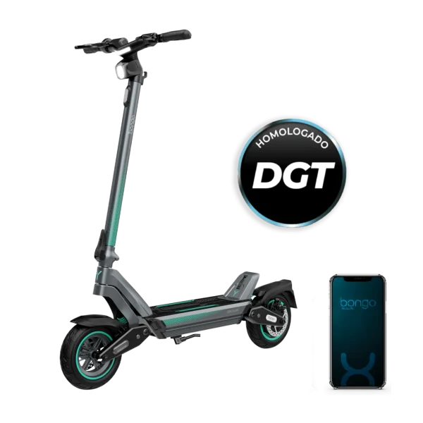 Patinete eléctrico Cecotec Bongo Y45 Connected con sistema de doble suspensión y neumáticos de 10 pulgadas en entorno urbano.