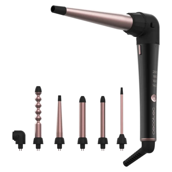 Imagen 4 Rizador multicabezal Cecotec SurfCare MultiWaves con 5 cabezales, diseño ergonómico de 90 grados y revestimiento de turmalina para ondas y rizos profesionales.