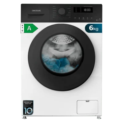 Lavadora de carga frontal CECOTEC Bolero DressCode 6150 Inverter A en color blanco, capacidad de 6 kg y panel digital