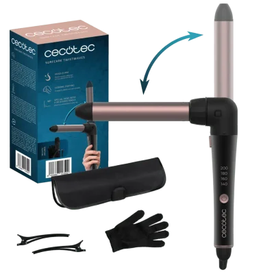 Rizador de pelo Cecotec SurfCare TwistWaves con cilindro de 25 mm y diseño ergonómico con codo de 90 grados
