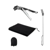 Set de accesorios DragonPack 6000 S para barbacoa kamado Cecotec DragonFire 6600 que muestra las pinzas, cubierta protectora, recolector de cenizas y expansor de parrilla