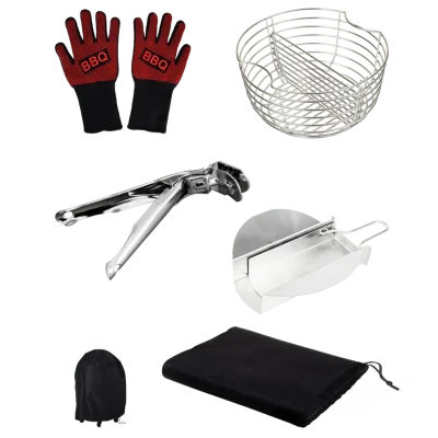 Kit de accesorios DragonPack 6000 L con cubierta, pinzas, canasta, recolector y guantes para barbacoa kamado DragonFire 6000 de Cecotec