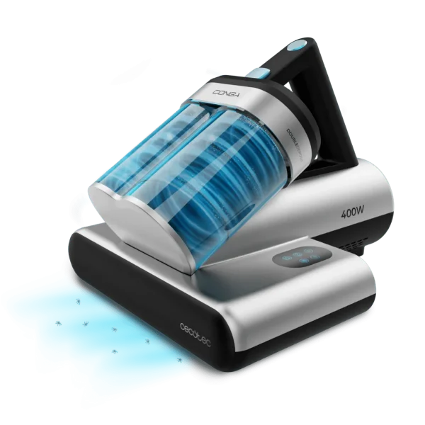 Aspirador de colchones Conga Rockstar 4000 Mattress con luz UV-C y cepillo motorizado sobre superficie textil