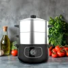 Imagen 3 Vaporera eléctrica Vapovita SteelPot de 1300 W y 10 L. Cocina saludable con 3 recipientes de acero inoxidable, temporizador y accesorios incluidos.