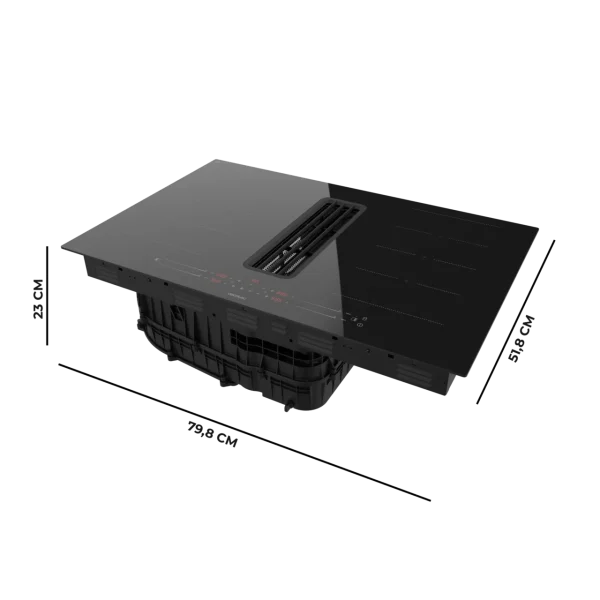 Imagen 3 Placa de inducción Cecotec con campana integrada de 7400W. Incluye sistema TotalFlex, succión de 630m3/h, 15 niveles de potencia y clasificación energética Clase A.