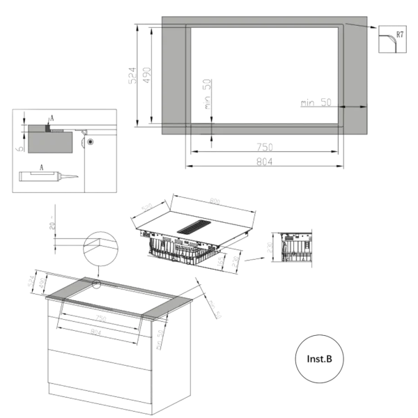 Imagen 6 Placa de inducción Cecotec con campana integrada de 7400W. Incluye sistema TotalFlex, succión de 630m3/h, 15 niveles de potencia y clasificación energética Clase A.