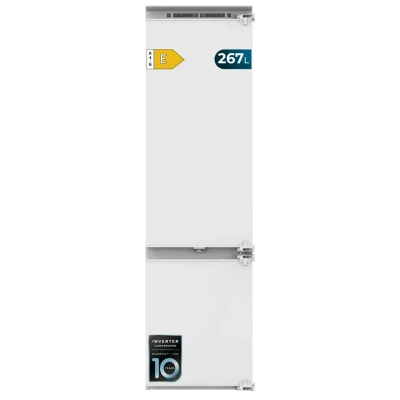 Frigorífico combi integrable Cecotec Bolero CoolMarket BI-D FLW 267 E con iluminación interior Full LED Wall y cajón para frescos.