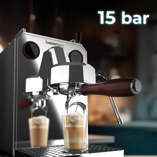 Imagen 4 Cafetera espresso profesional Baristeo Intima de Cecotec con 20 bares de presión, sistema Thermoblock doble y manómetro para un café perfecto en casa.