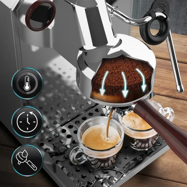 Imagen 6 Cafetera espresso profesional Baristeo Intima de Cecotec con 20 bares de presión, sistema Thermoblock doble y manómetro para un café perfecto en casa.